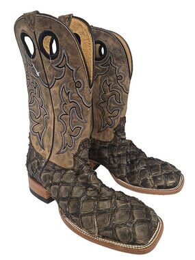 Cody James Men's BBMME-328 Pirarucu Exotic Boots Square Toe Brown Size 9D